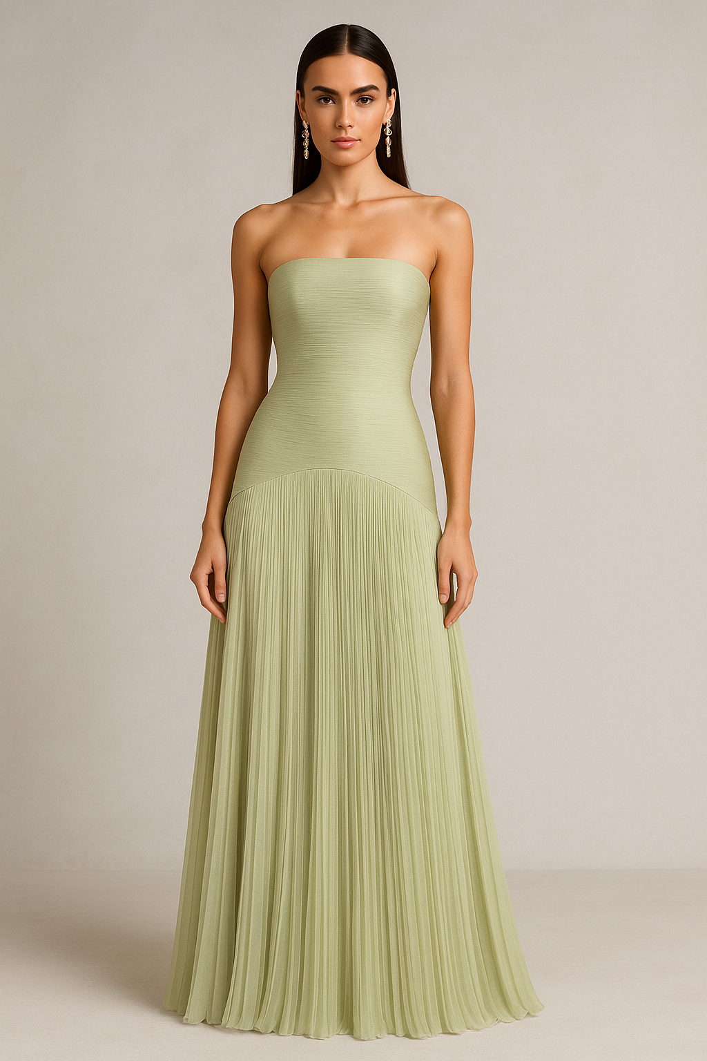 Lara – Strapless Pleated Wedding Guest Maxi Dress - Image 2
