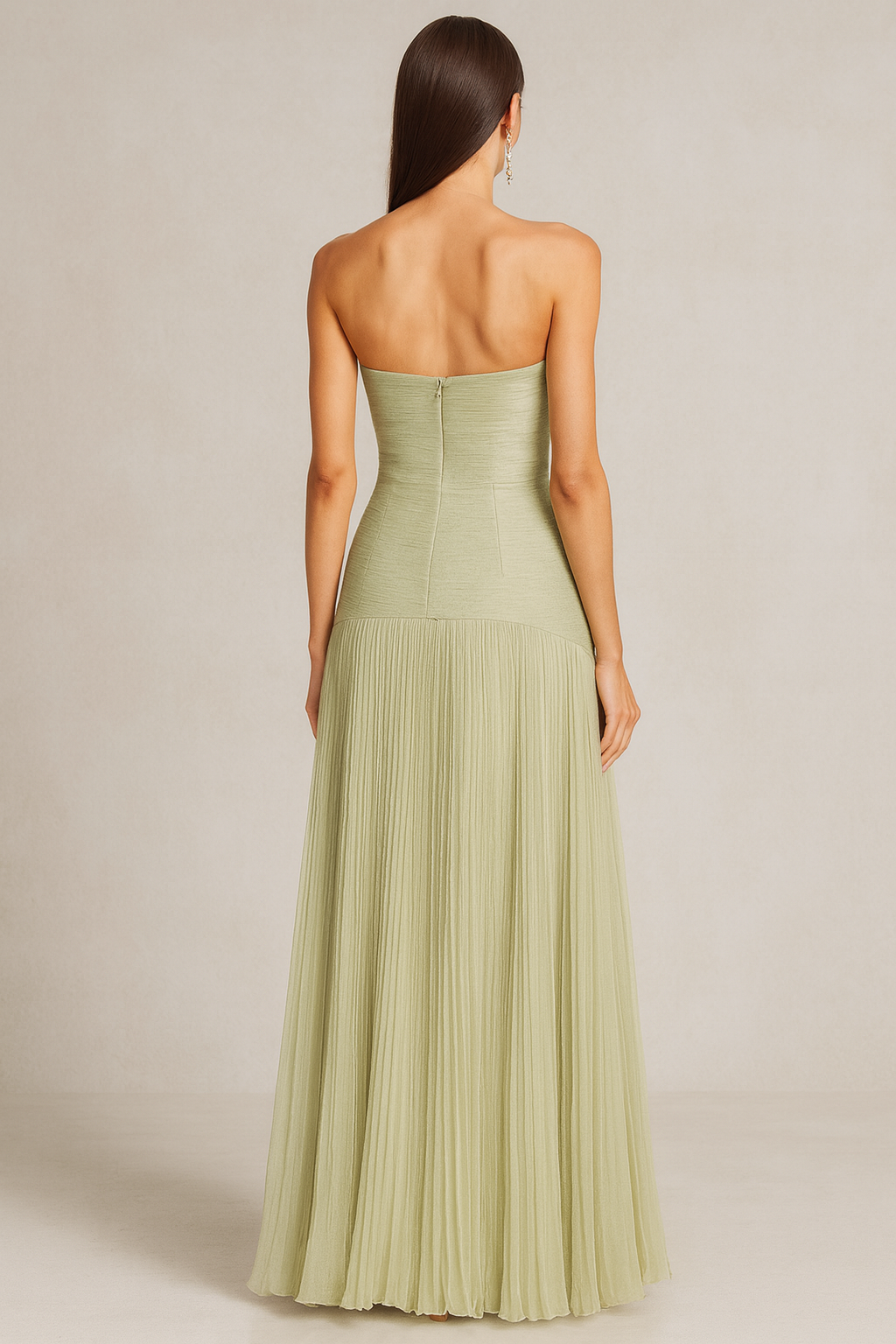 Lara – Strapless Pleated Wedding Guest Maxi Dress - Image 3