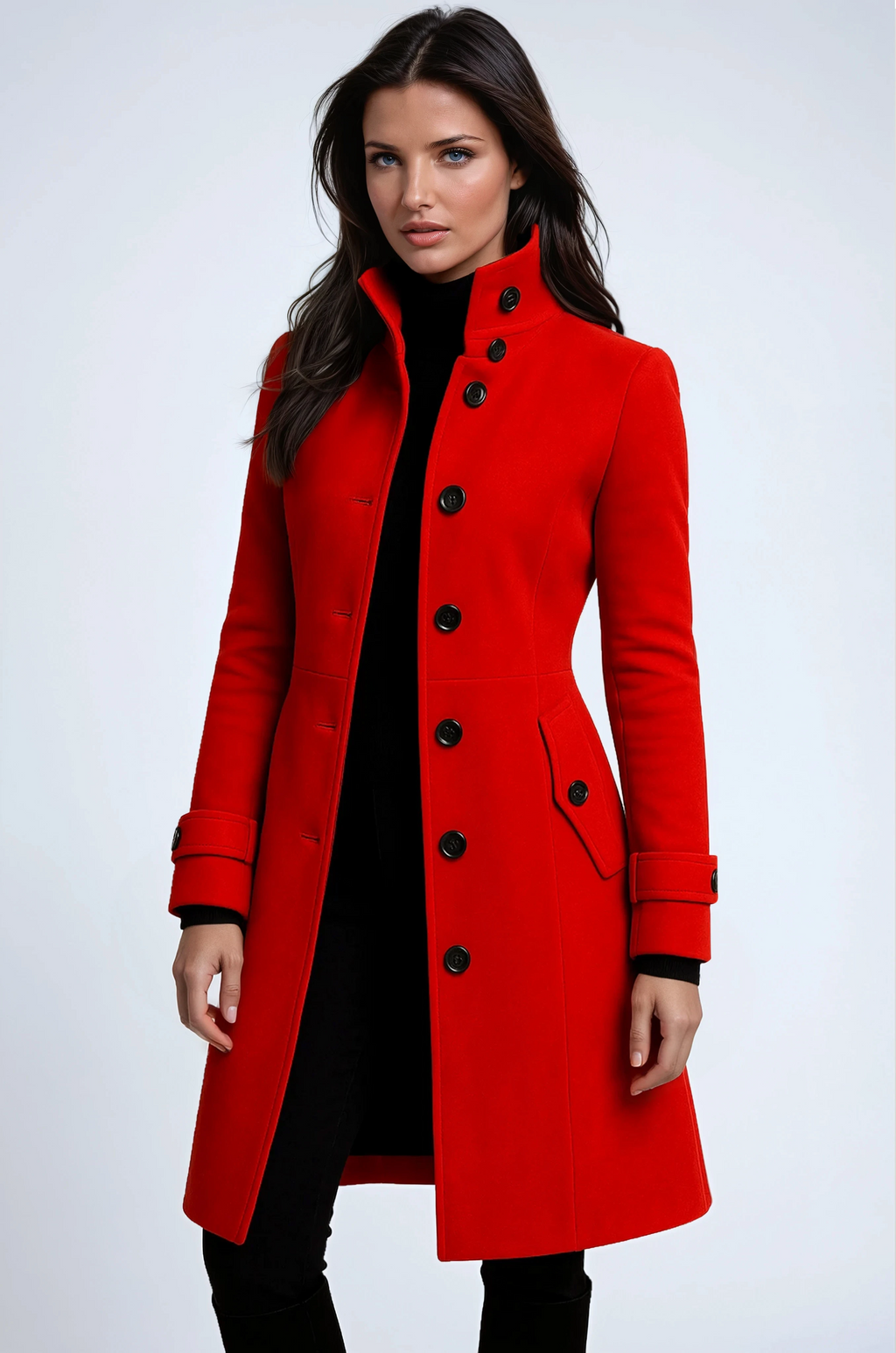 Womens Coat Tailored Fit with Button Closure - Image 2