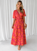 Elena – Maxikleid für Damen mit Blumenmuster und V-Ausschnitt