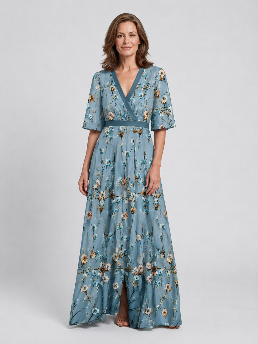 Isabella – Elegantes Blumenkleid mit V-Ausschnitt für Damen