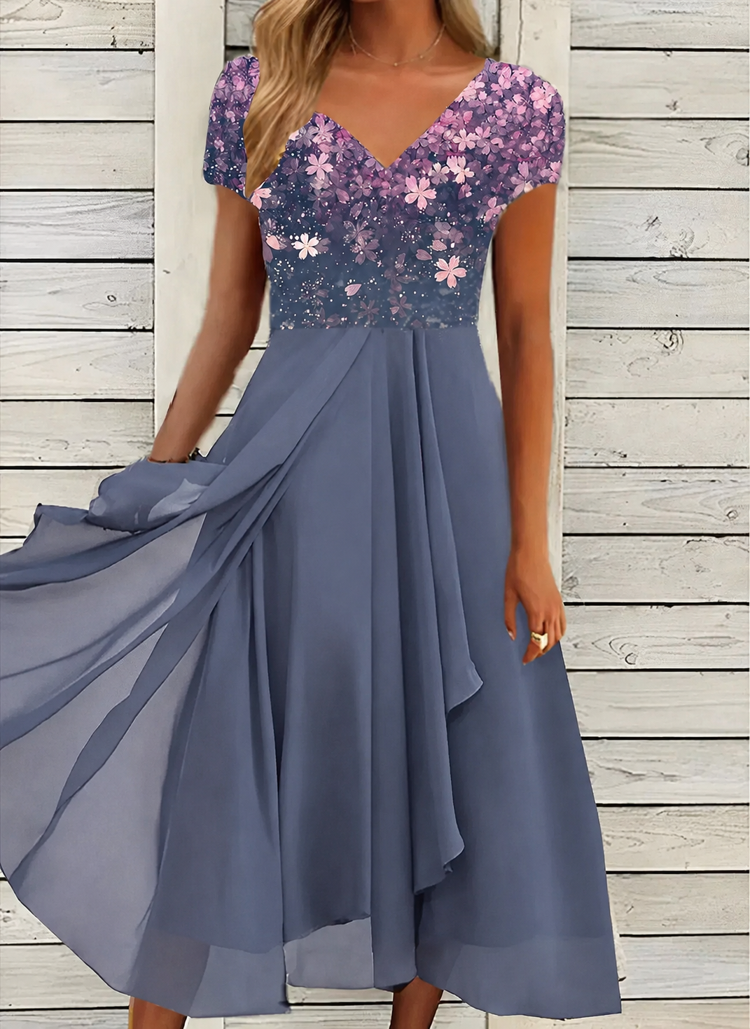 Isabella – Elegantes Midikleid mit V-Ausschnitt