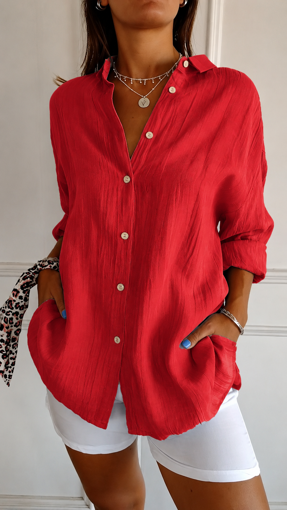 Laura –  Sommerbluse mit Knopfleiste