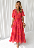 Elena – Maxikleid für Damen mit Blumenmuster und V-Ausschnitt