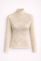 Hannah – Women’s Elegant Lace Top with High Neck – Floral Lace Blouse - Image 7