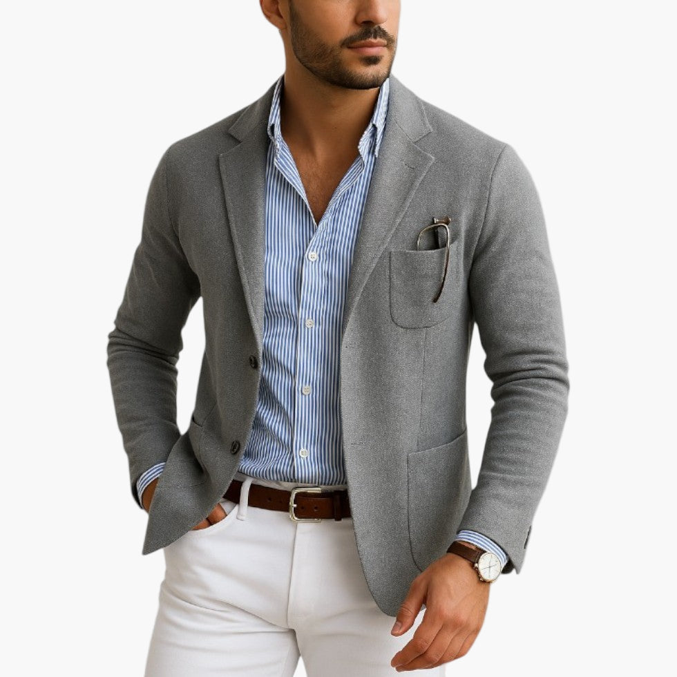 Maßgeschneiderter Herrenblazer mit Ein-Knopf-Verschluss - J&B - 7 - Atelier-Zofia