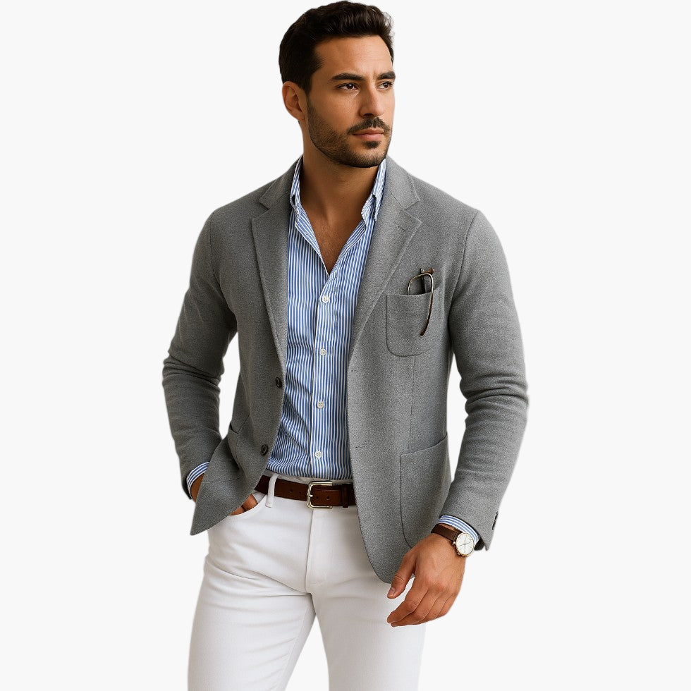 Maßgeschneiderter Herrenblazer mit Ein-Knopf-Verschluss - J&B - 8 - Atelier-Zofia