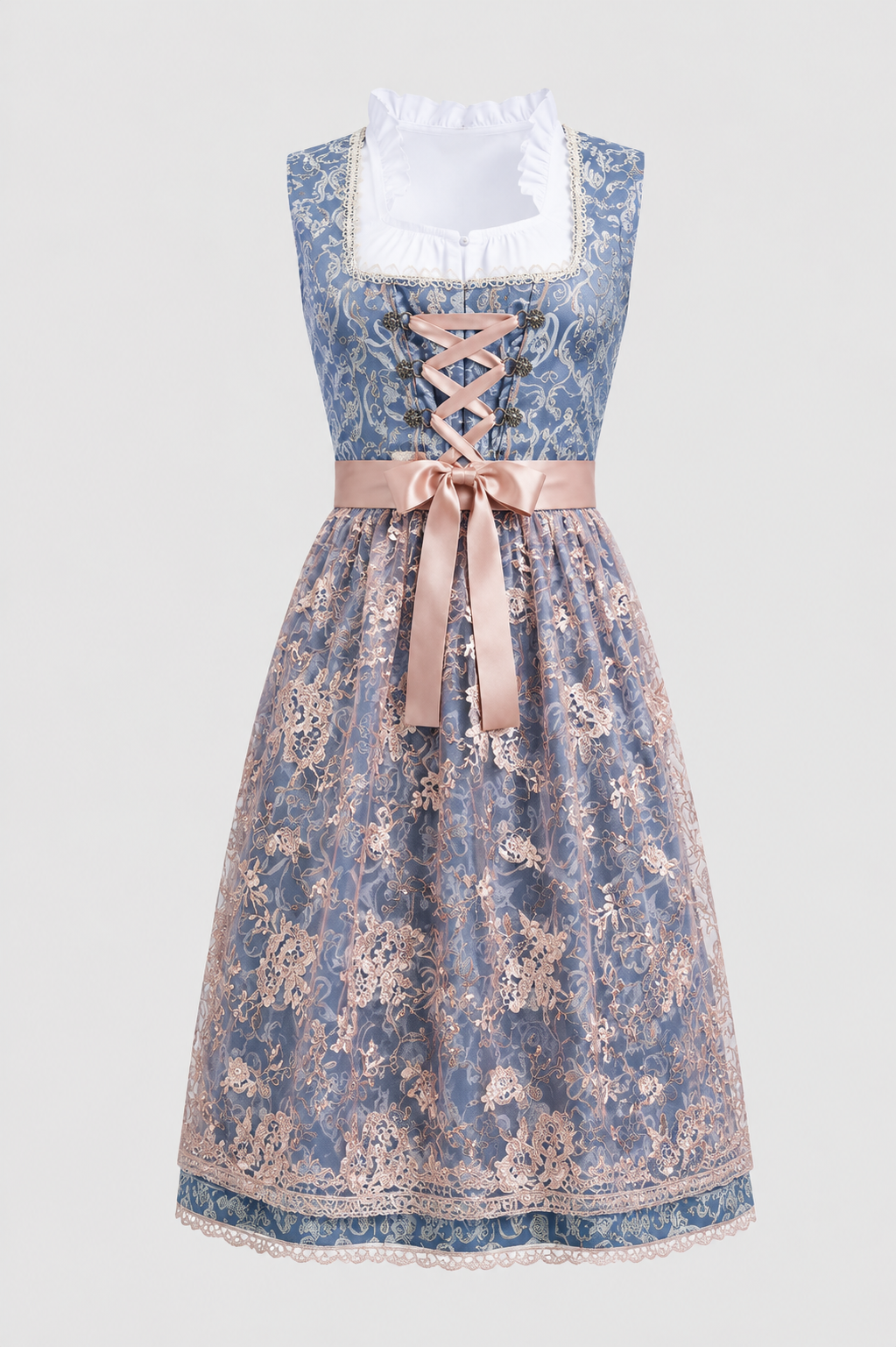Traditionelles Dirndl für Damen mit elegantem Spitzen-Design und Taillengürtel | A&Z