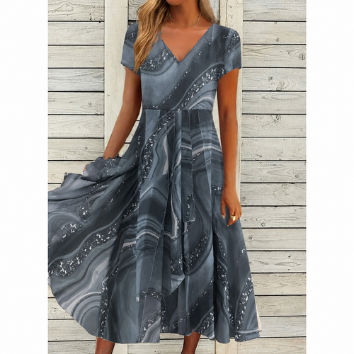 Britta – Damenkleid mit Blumenmuster und V-Ausschnitt