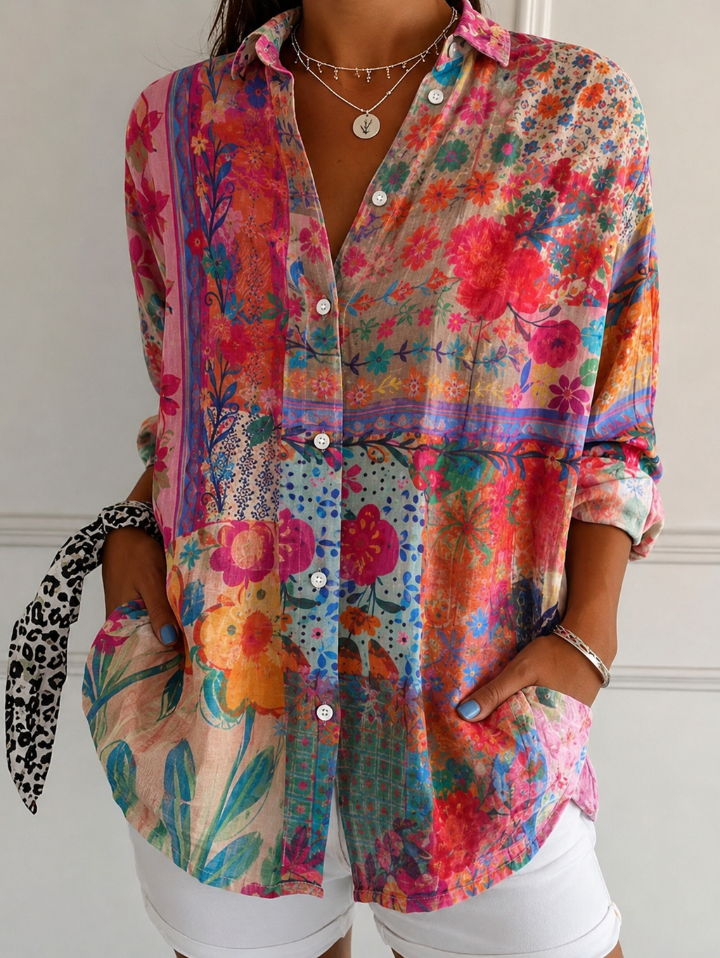 Renate – Damenbluse mit Blumenmuster