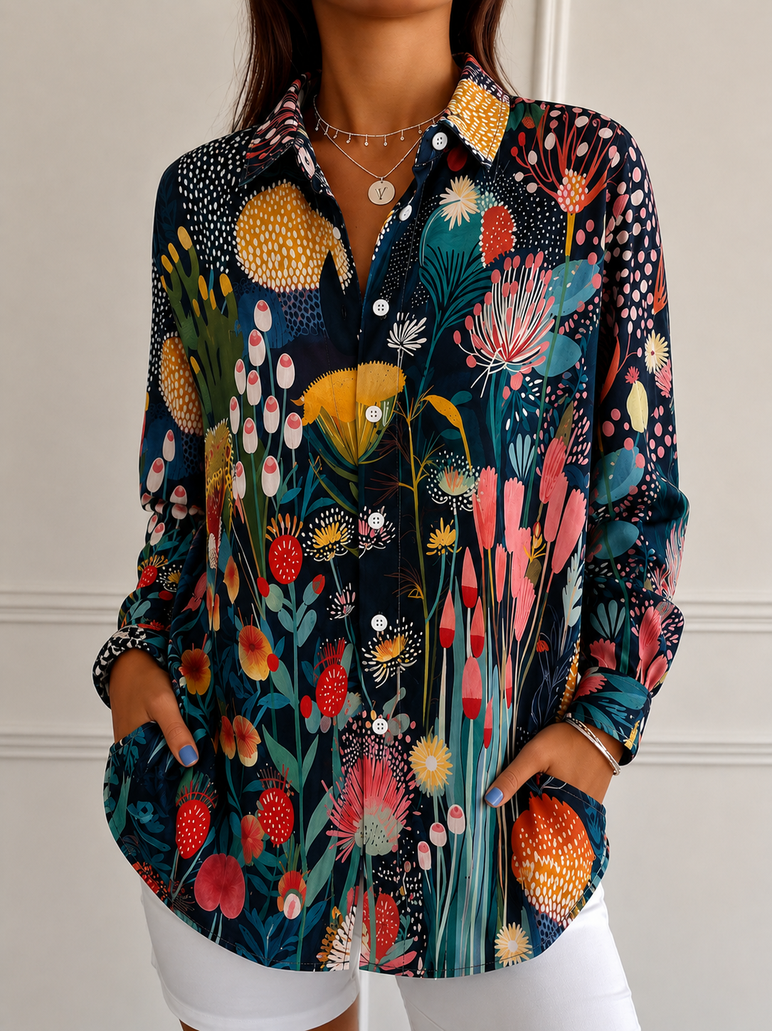Renate – Damenbluse mit Blumenmuster