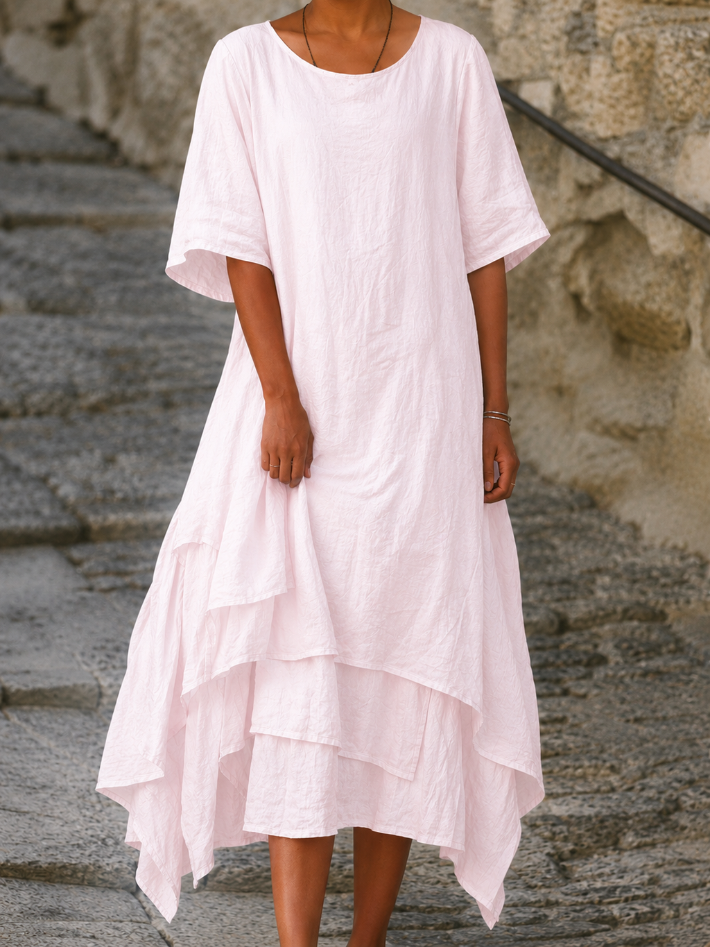 Sophie – Damenkleid aus doppellagiger Baumwoll-Leinen-Mischung