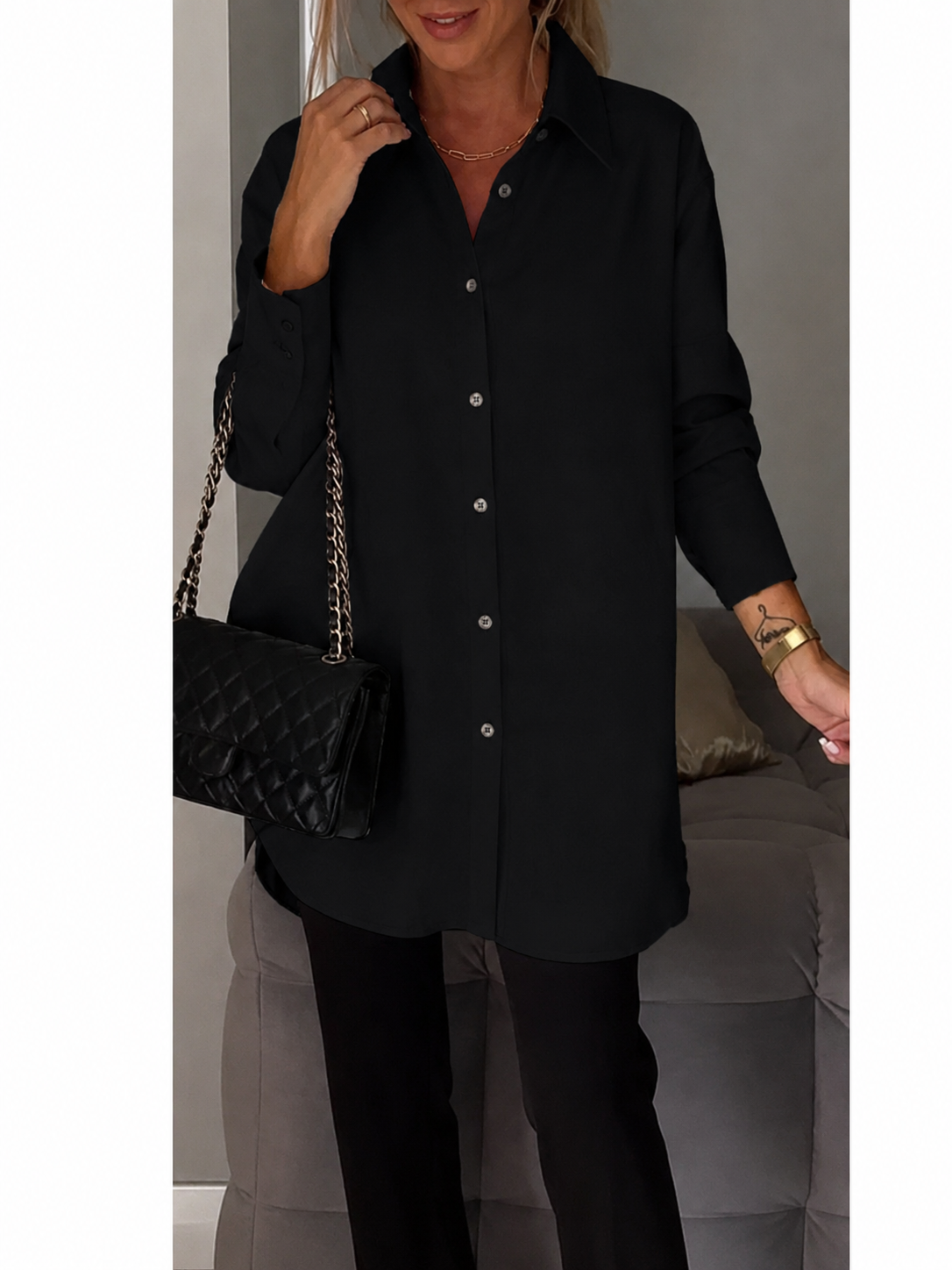 Lisa – Elegantes Oversize-Baumwollhemd mit klassischem Kragen für Damen