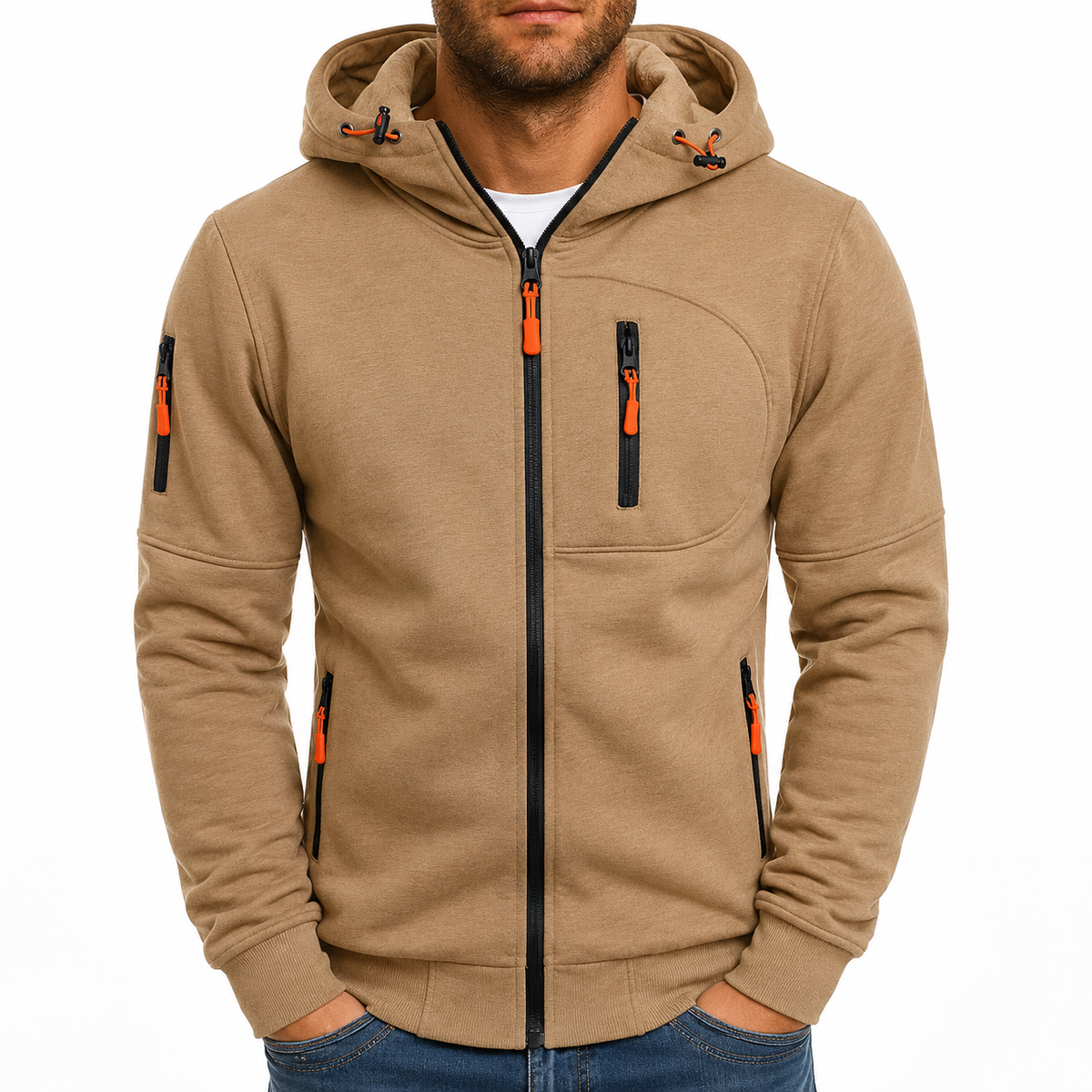 Marek – Sportlicher Hoodie mit Kapuze und Reißverschluss für Männer - 10 - Atelier-Zofia