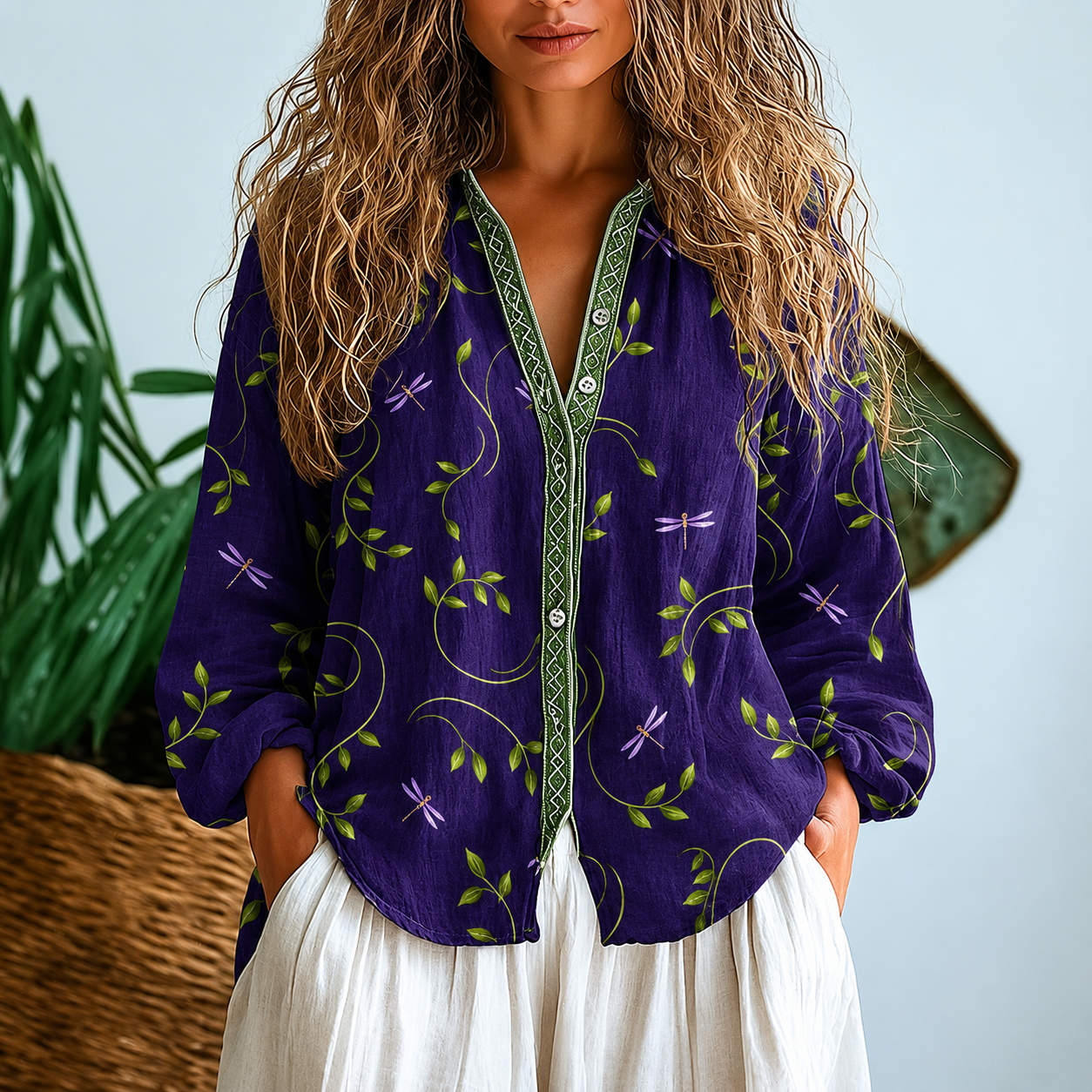Annemarie – Lässige Damenbluse mit Naturmotiv