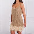 Sarah – Cocktailkleid für Damen mit Fransen und Federn