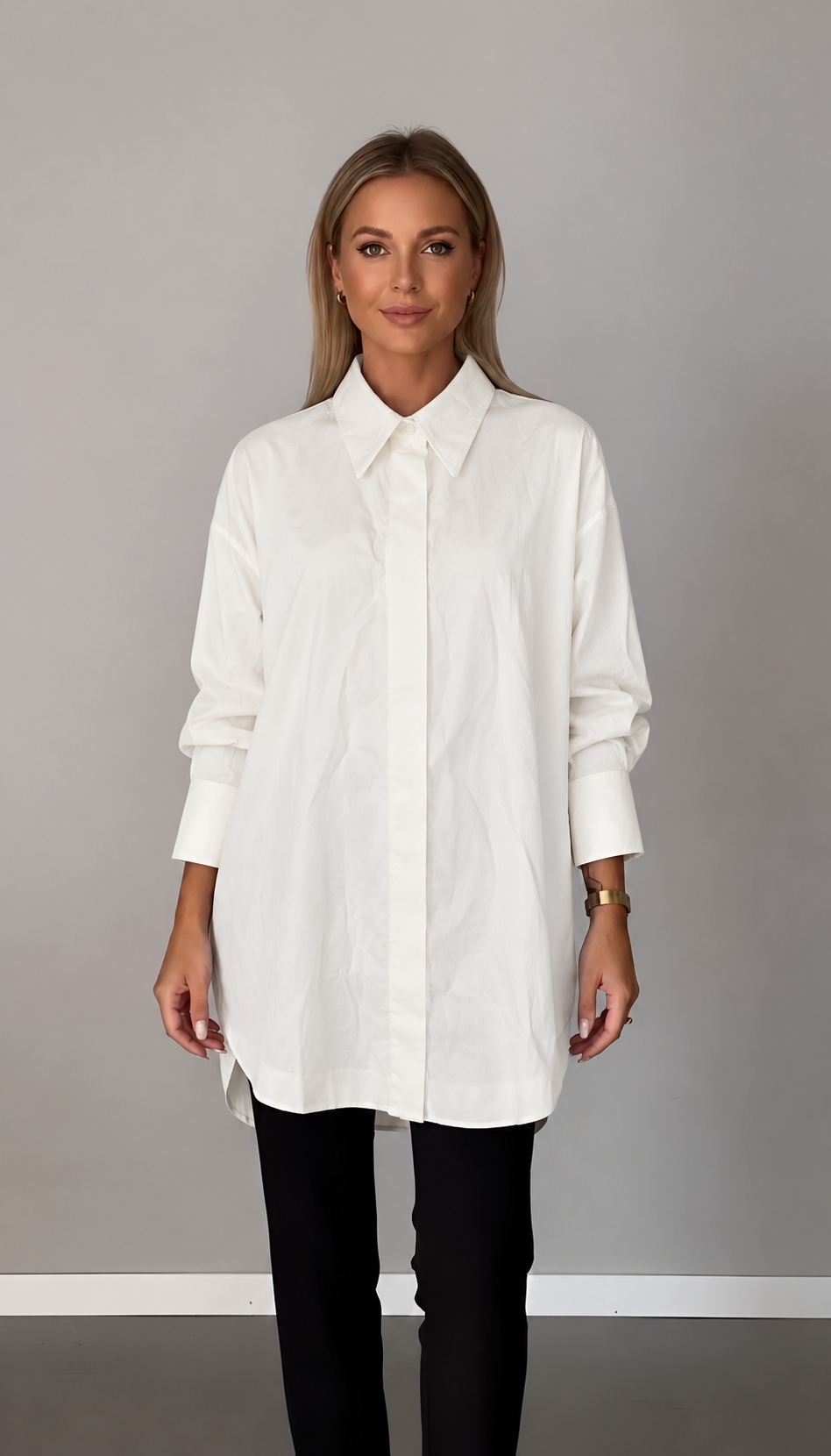 Lisa – Elegantes Oversize-Baumwollhemd mit klassischem Kragen für Damen