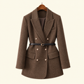 Stylischer Damen-Tweed-Blazer mit tailliertem Schnitt und Gürtel | A&Z