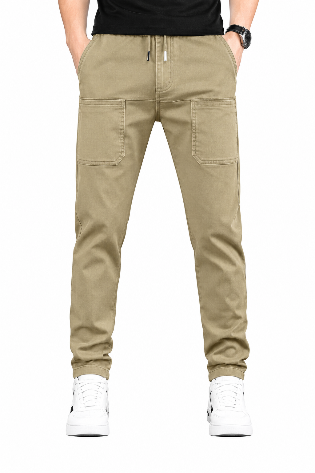 Herren Cargo Pants schwarz mit praktischen Taschen und flexiblem Schnitt - 6 - Atelier-Zofia