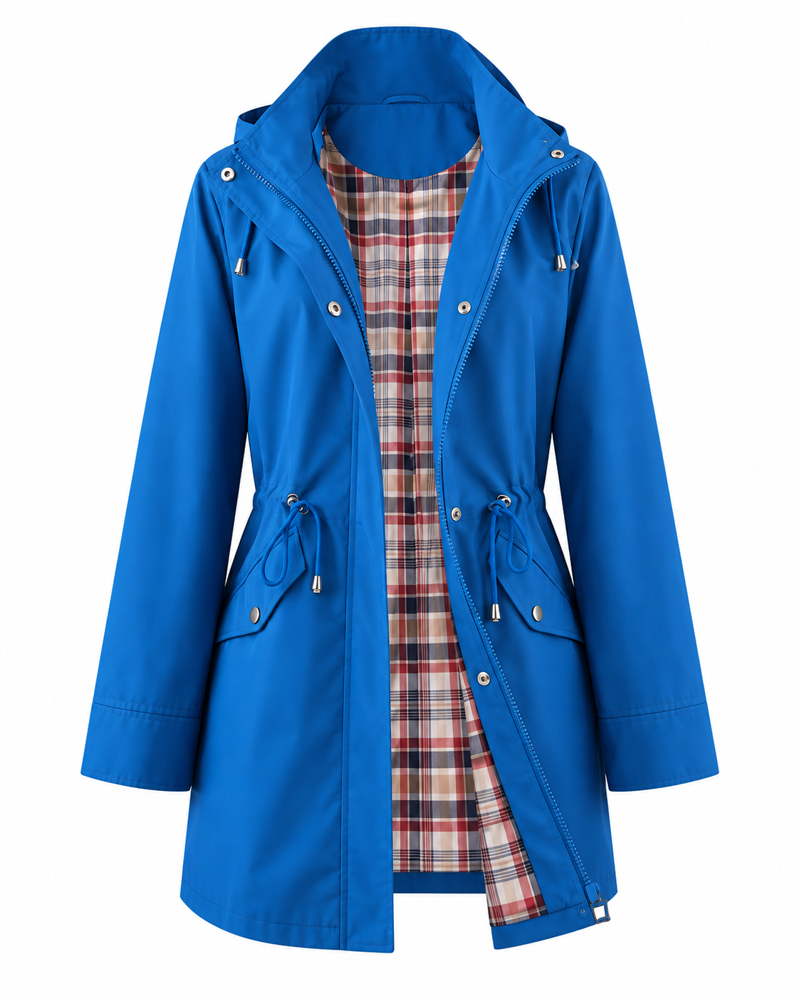Jacke Damen rot tailliert mit Kapuze und Kordelzug - 15 - Atelier-Zofia
