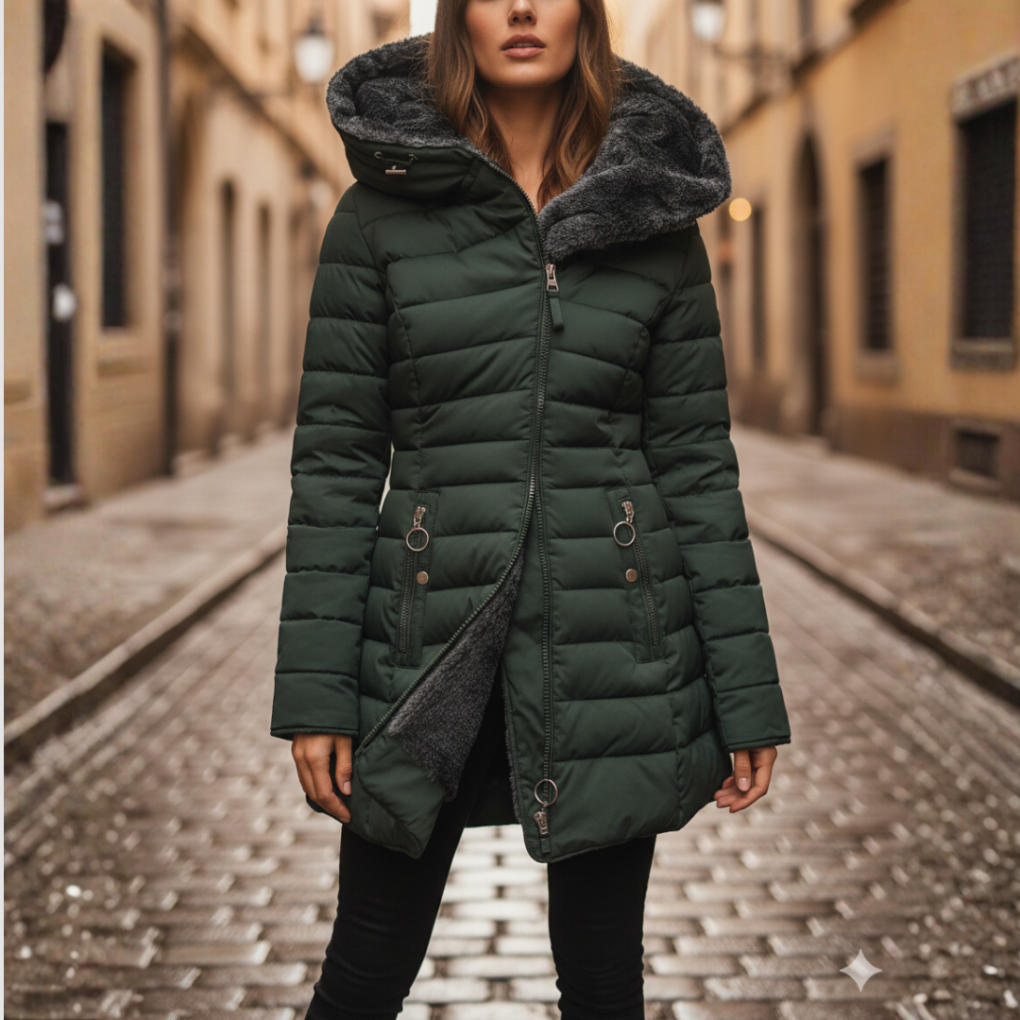 Stylische Damen Winterjacke mit Kapuze im modernen Steppdesign - J&B - 3 - Atelier-Zofia