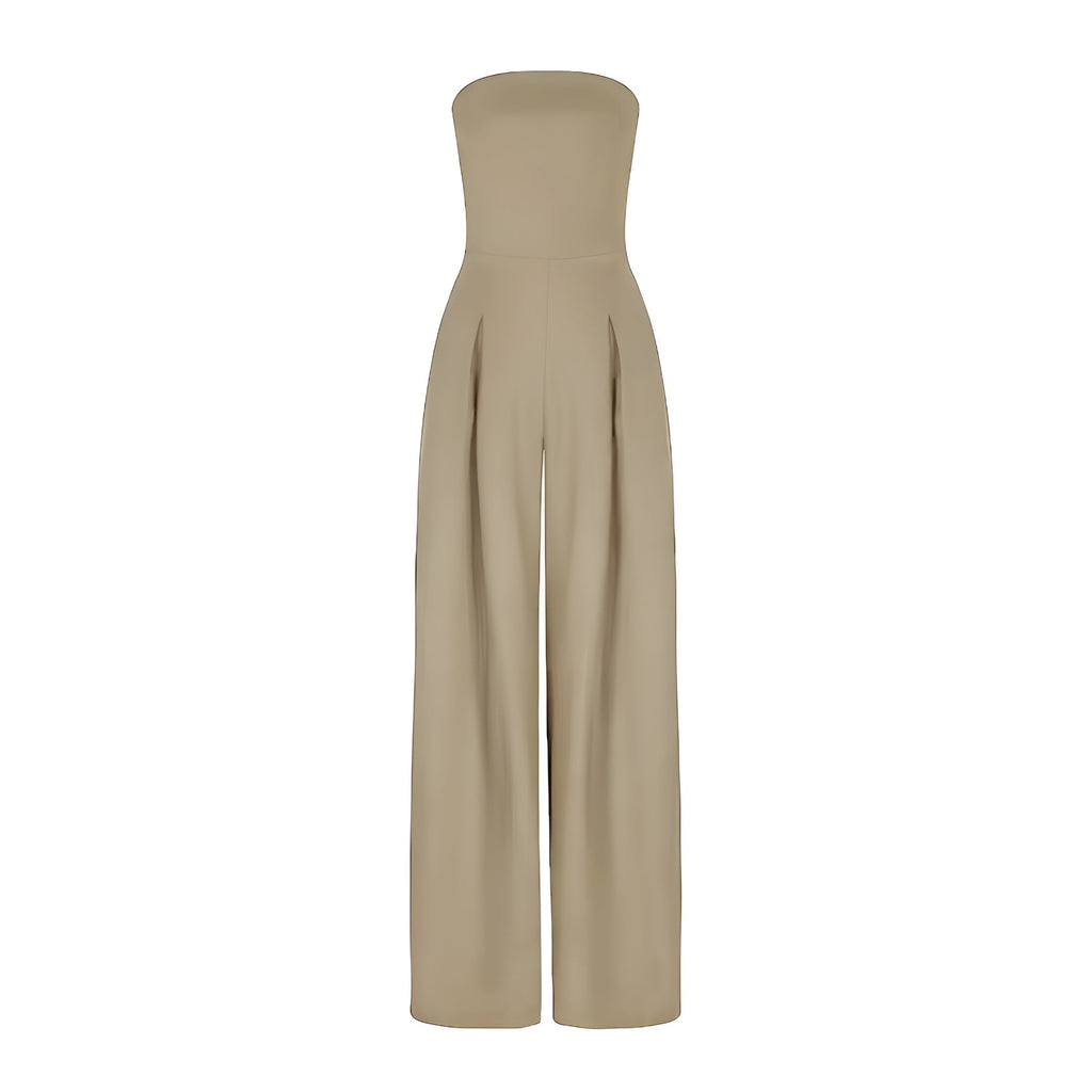 Stylischer trägervoller Jumpsuit für Damen mit weitem Bein und praktischen Taschen - J&B - 5 - Atelier-Zofia