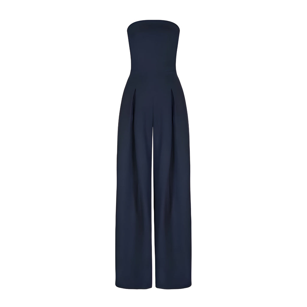 Stylischer trägervoller Jumpsuit für Damen mit weitem Bein und praktischen Taschen - J&B - 8 - Atelier-Zofia
