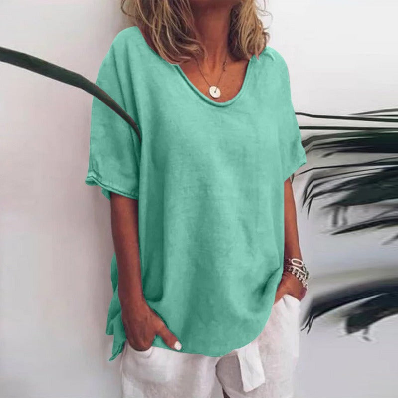 Mia – Classic Loose Fit Blouse for Women Short Sleeve - Image 5
