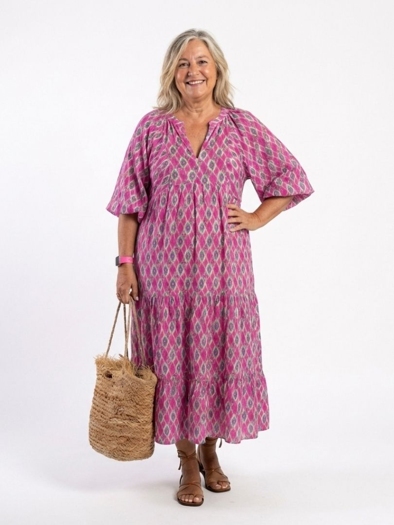 Carina – Elegant Quarter Sleeve V Neck Dress for Women - Image 6