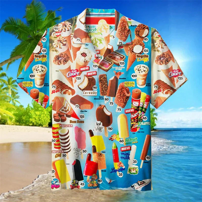 Jake – Ice cream shirt short sleeve with buttons men's shirts - Image 1