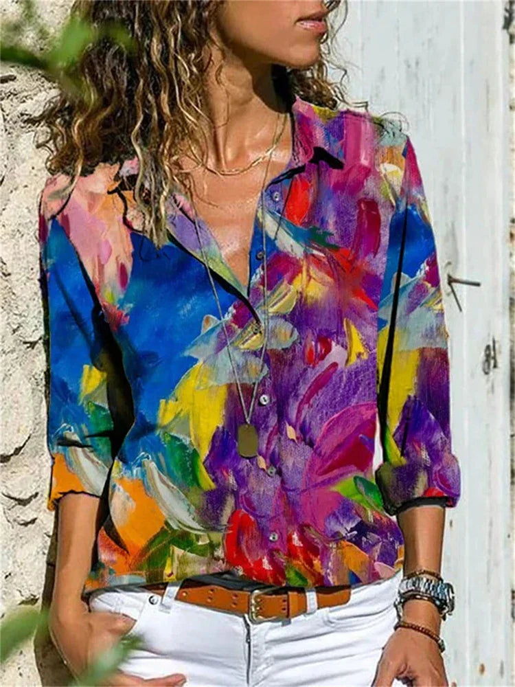 Clara – Leichte Sommerbluse mit geometrischem Muster