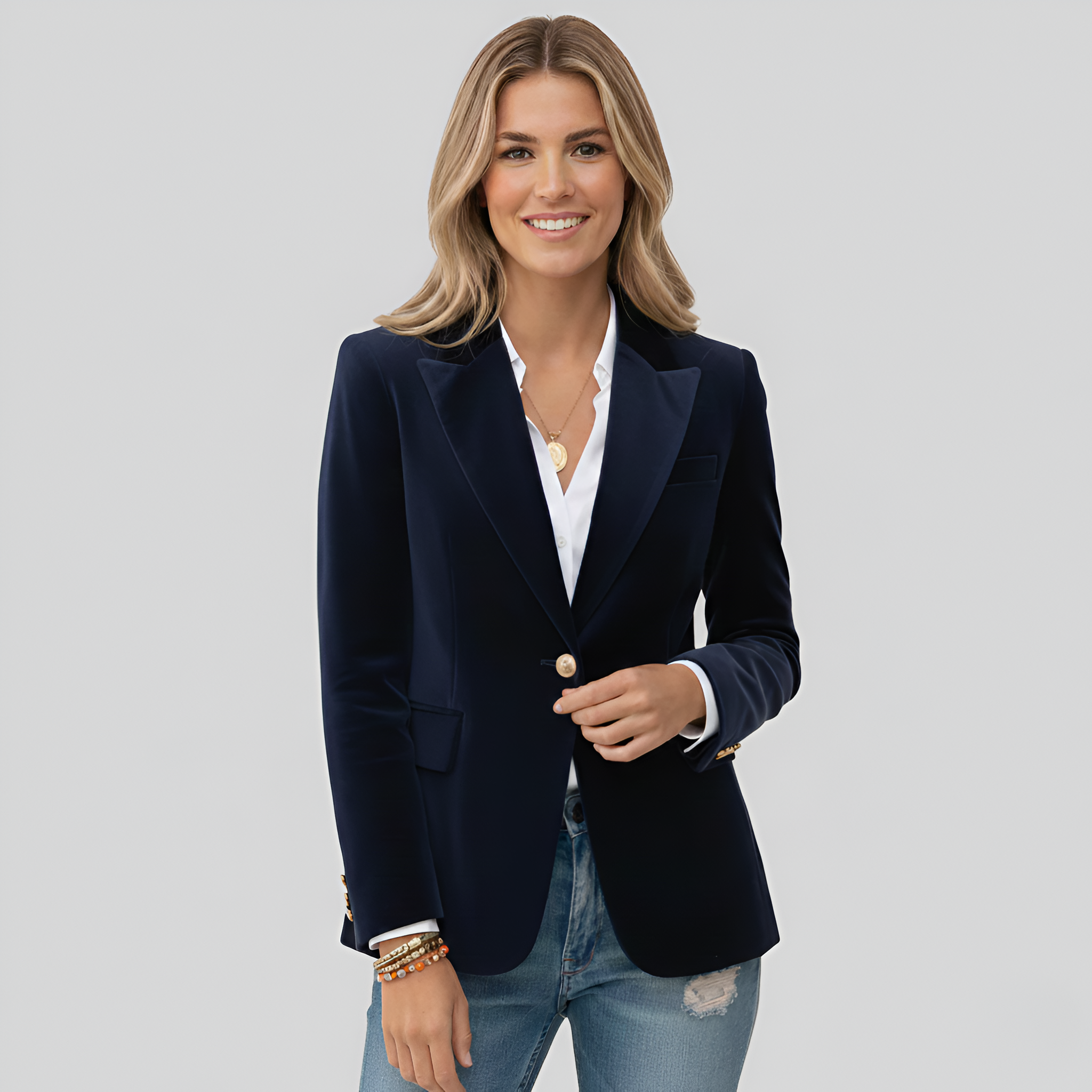 Sienna – Elegant One-Button Velvet Blazer for Women - Image 4