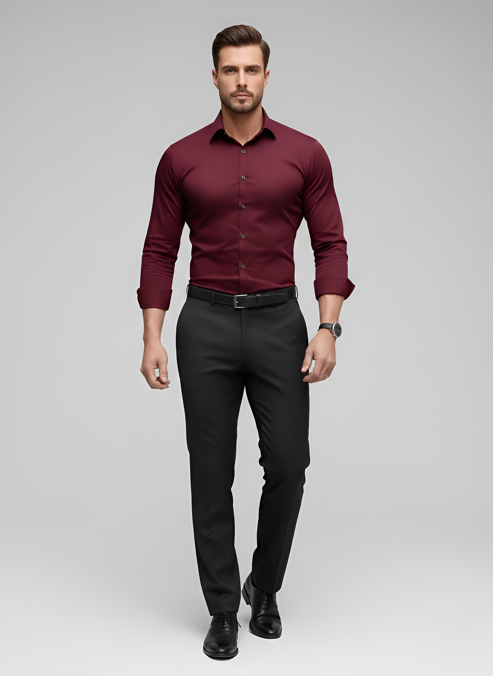 Nico – Men’s Wrinkle Free Button Up Shirt Slim Fit Long Sleeve - Image 6
