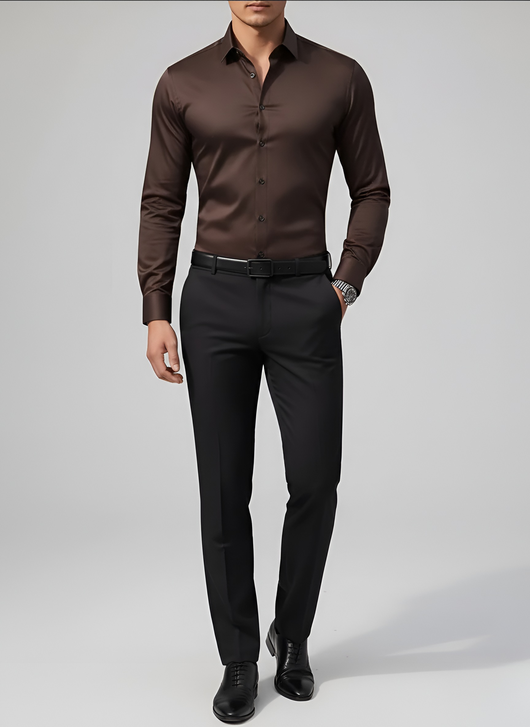 Nico – Men’s Wrinkle Free Button Up Shirt Slim Fit Long Sleeve - Image 7