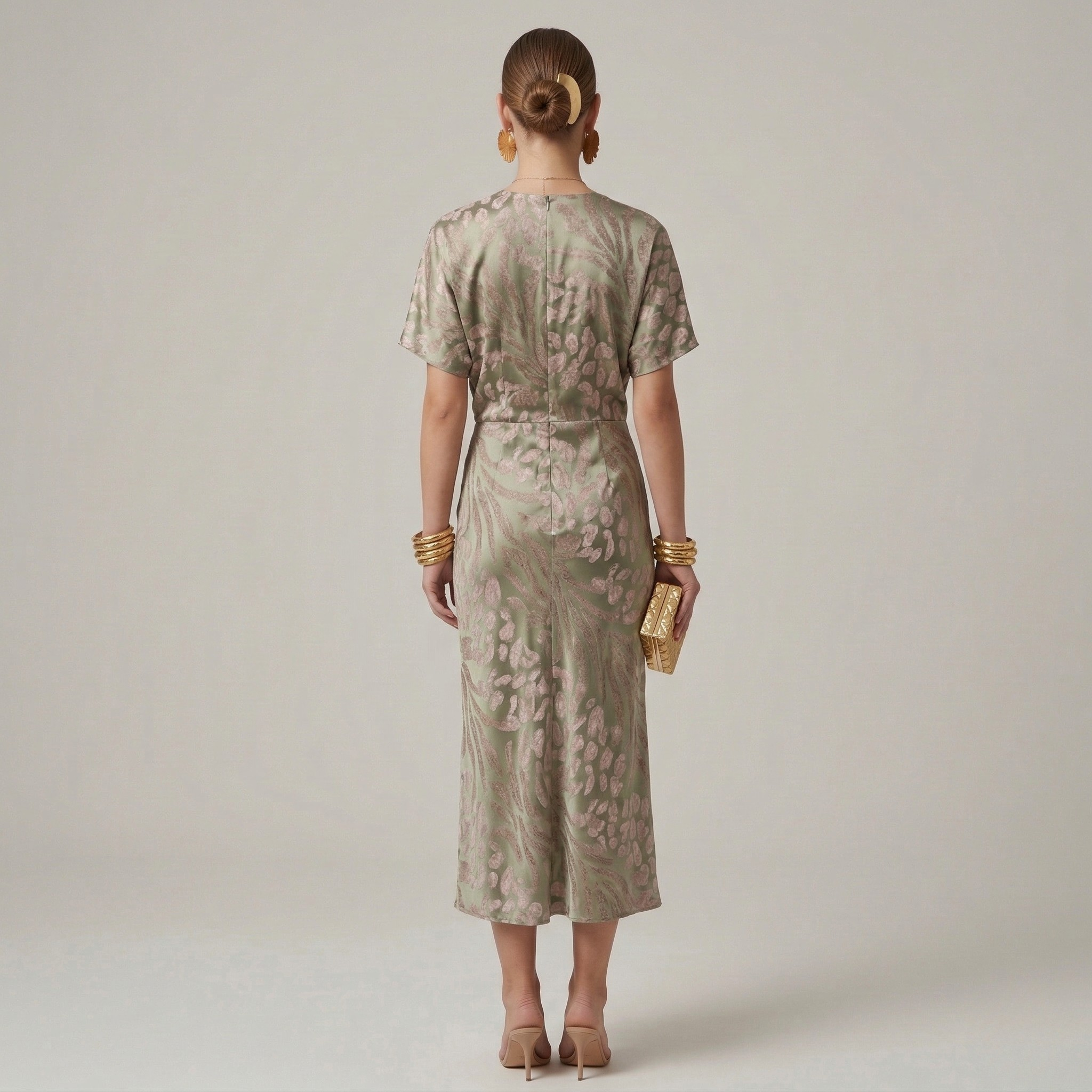 Renate – Elegant V-Neck Dress with Front Knot Short Sleeves for Women - Image 3