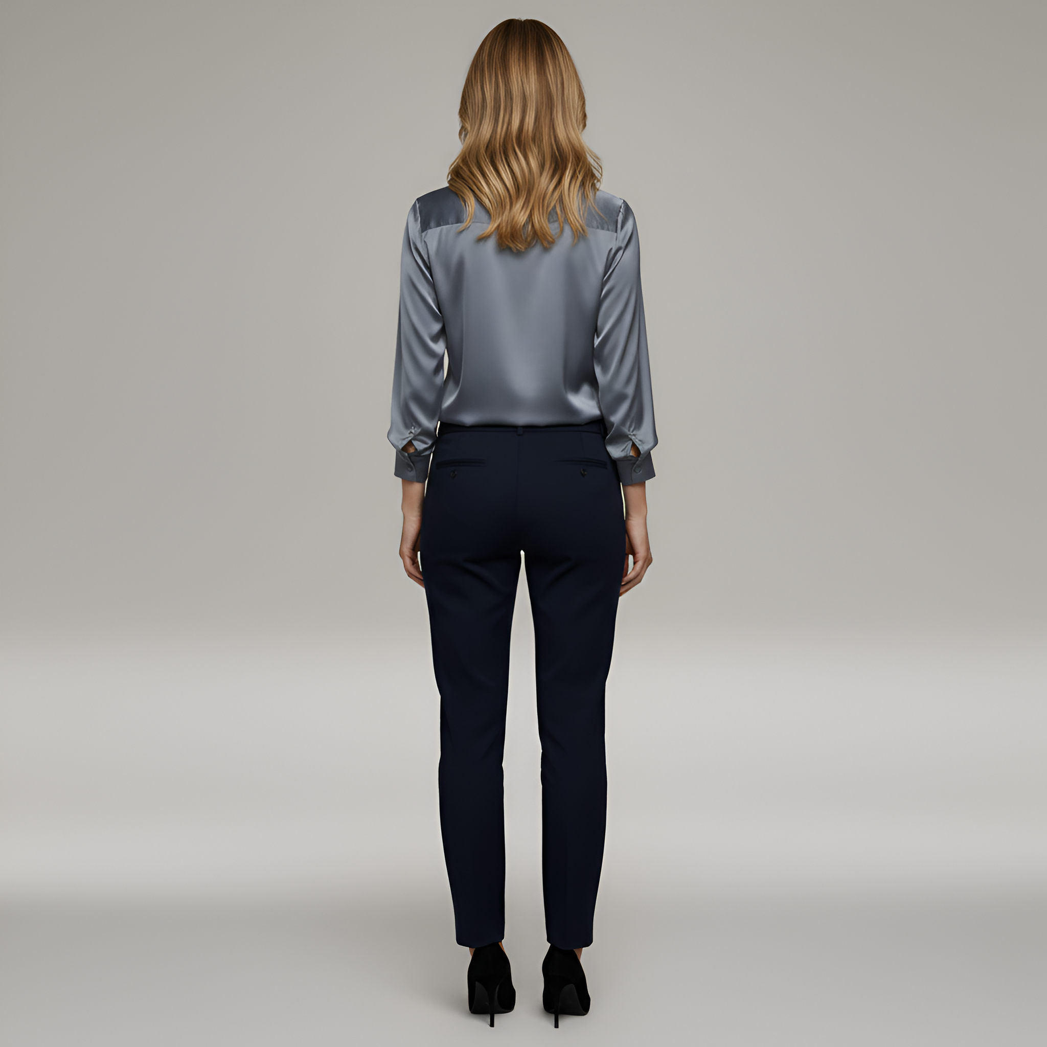 Claudia – Elegant elegant satin blouse with V-neck for Women - Image 3