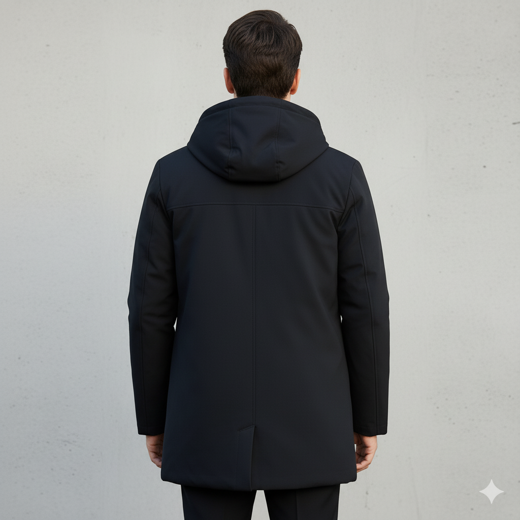 Moderne Herren Longjacke mit Kapuze und Reißverschluss - J&B - 5 - Atelier-Zofia