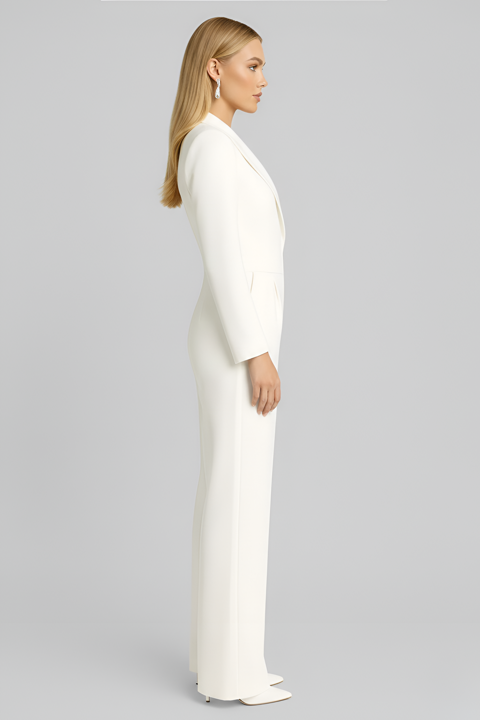 Gabriele – Women Deep Neckline and Wide Legs Jumpsuit - Image 2