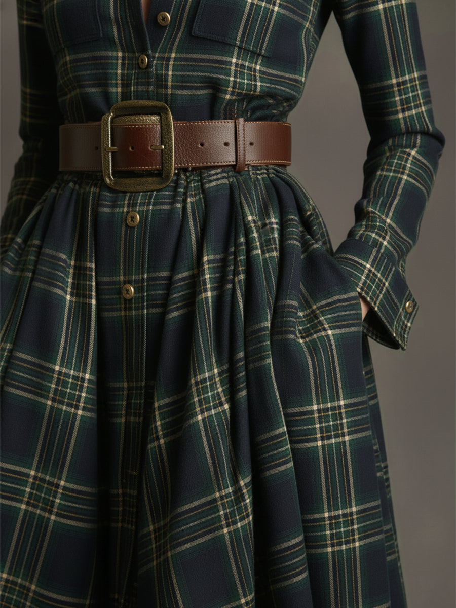 Helena – Kariertes Maxi-Hemdkleid