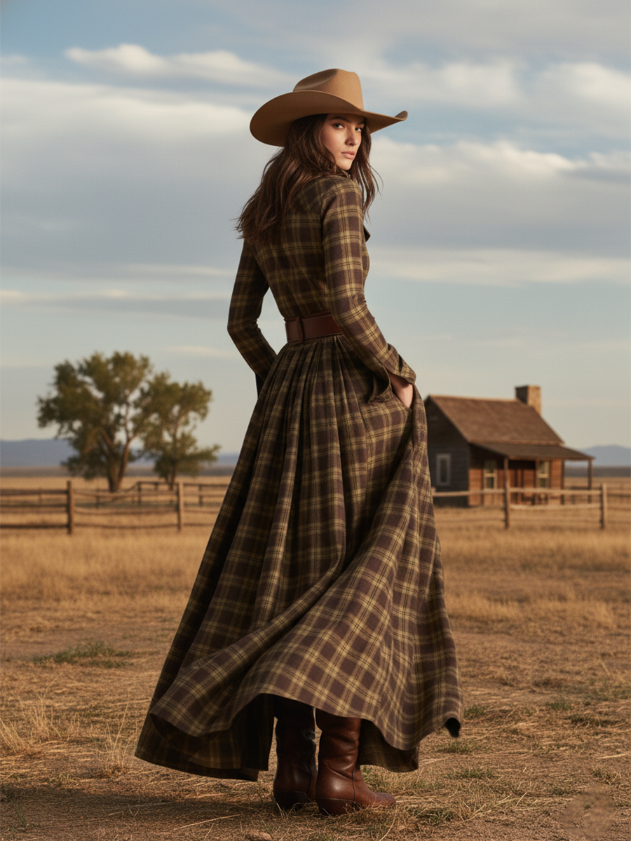 Helena – Kariertes Maxi-Hemdkleid