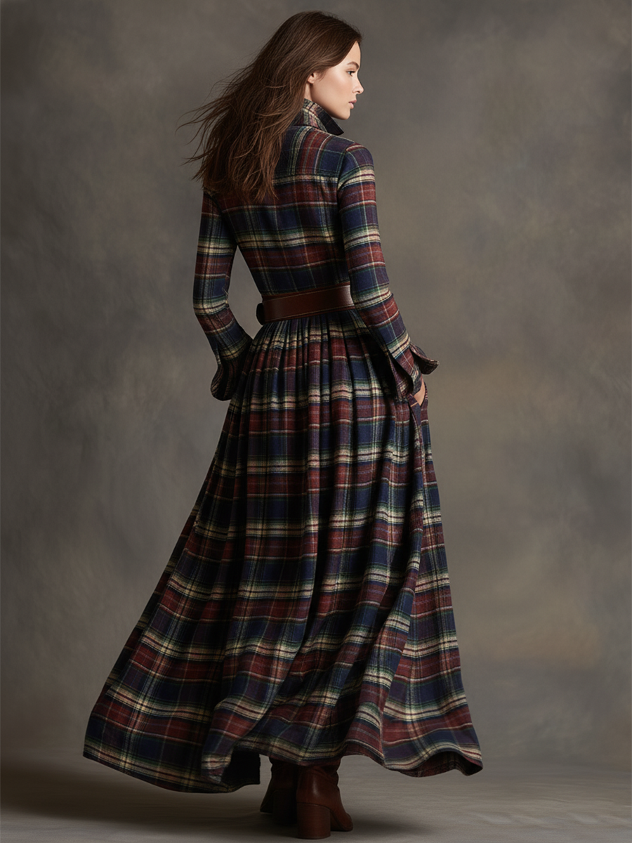 Helena – Kariertes Maxi-Hemdkleid