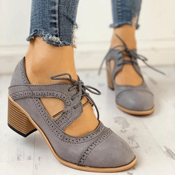 Maya –  Women’s Heeled Lace-Up T-Strap Shoes - Image 5