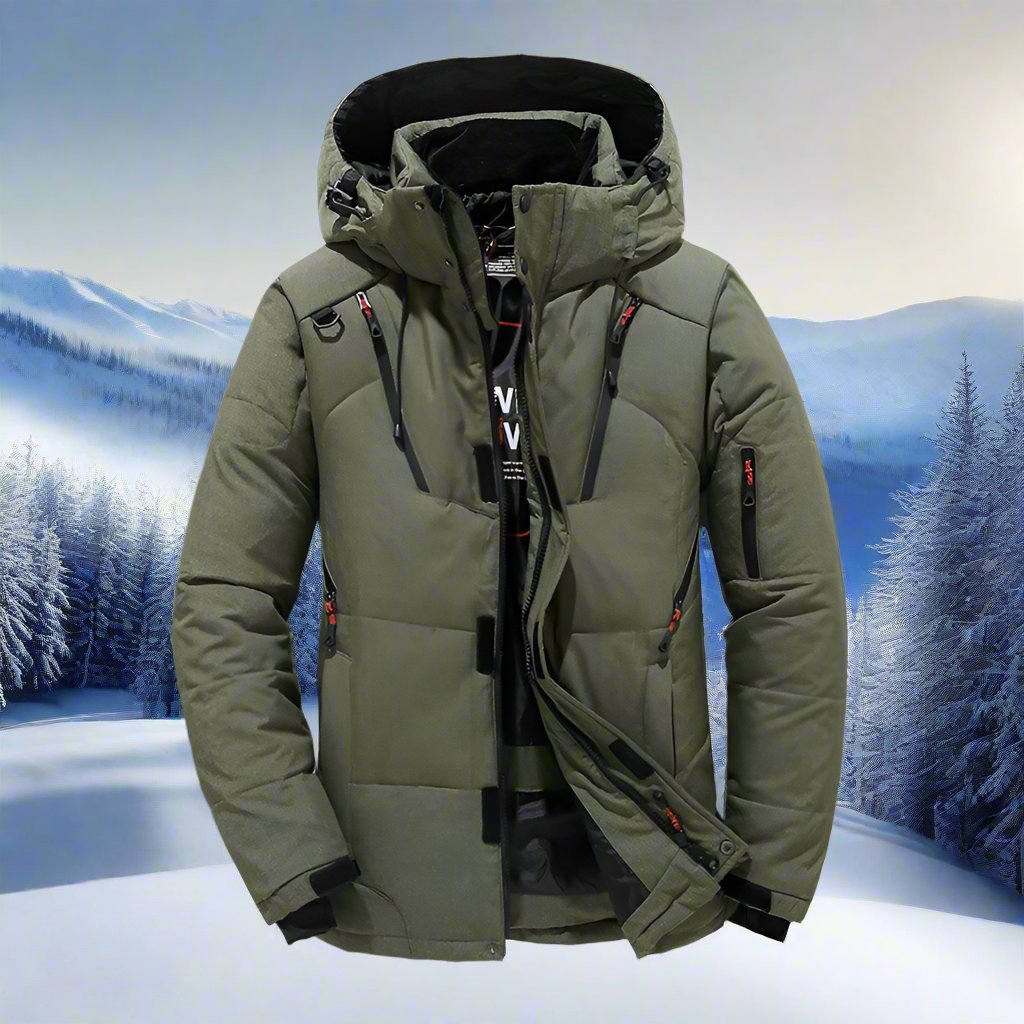 Wattierte Herrenjacke mit Kapuze und durchgehendem Reißverschluss - J&B - 5 - Atelier-Zofia