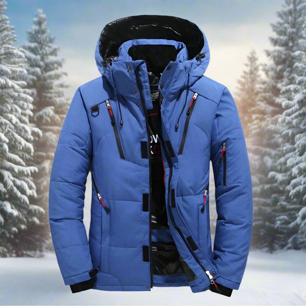 Wattierte Herrenjacke mit Kapuze und durchgehendem Reißverschluss - J&B - 3 - Atelier-Zofia