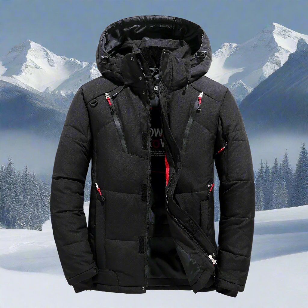 Wattierte Herrenjacke mit Kapuze und durchgehendem Reißverschluss - J&B - 2 - Atelier-Zofia
