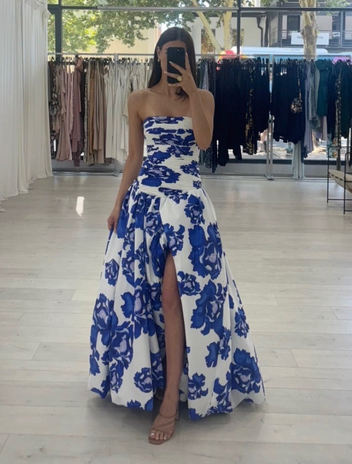 Paula – Elegant Draped Floral Maxi Dress for Women - Image 4