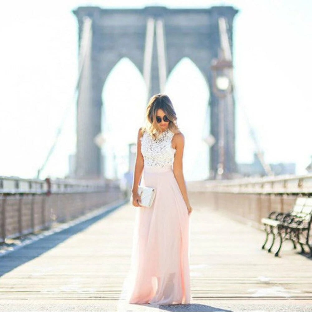 Leni – Elegant  Lace Bodice Maxi Dress for Women - Image 3