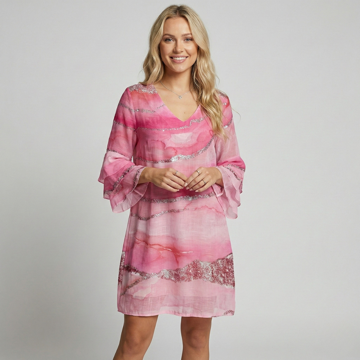 Johanna – Elegant Ripple Sleeve Mini Dress for Women - Image 2