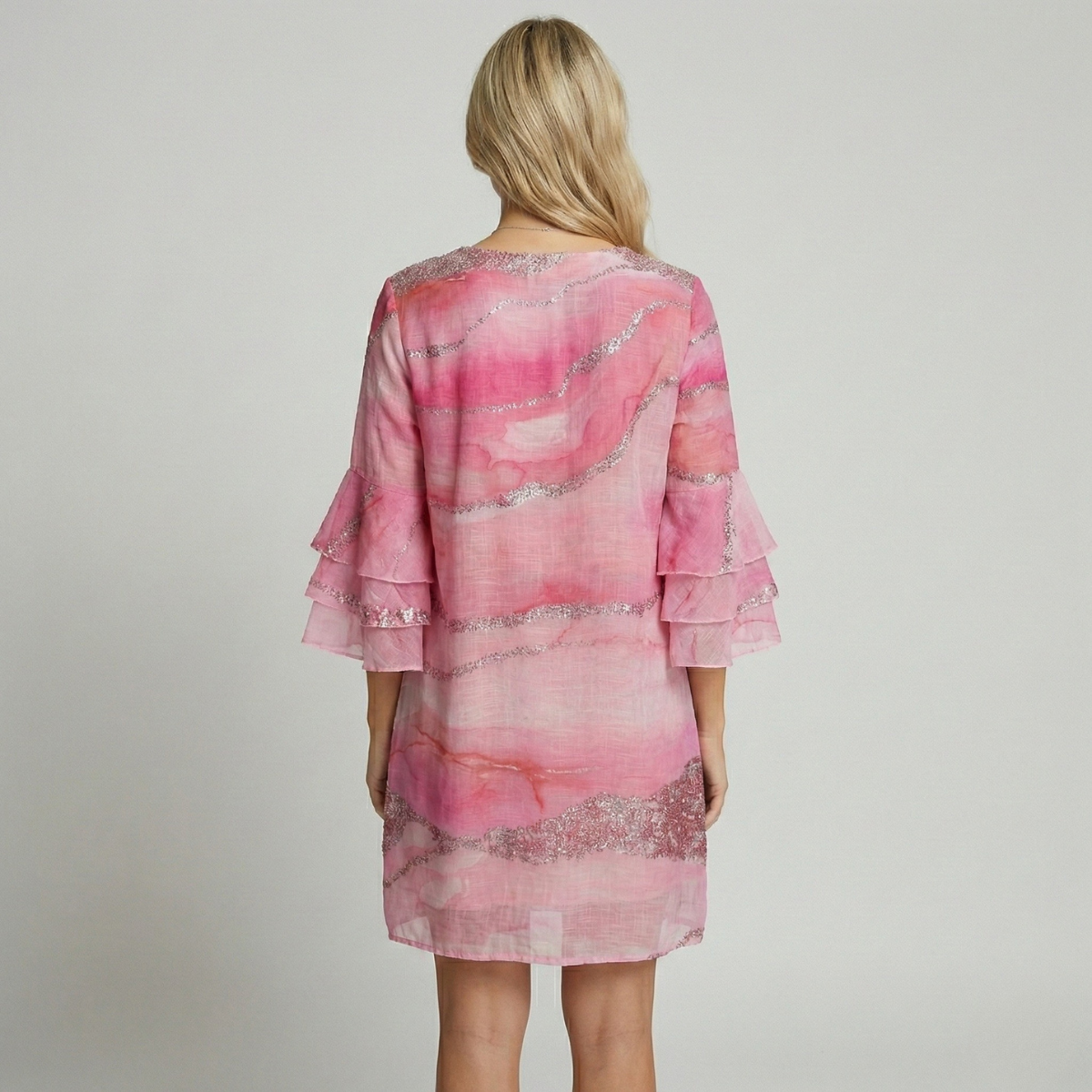 Johanna – Elegant Ripple Sleeve Mini Dress for Women - Image 3