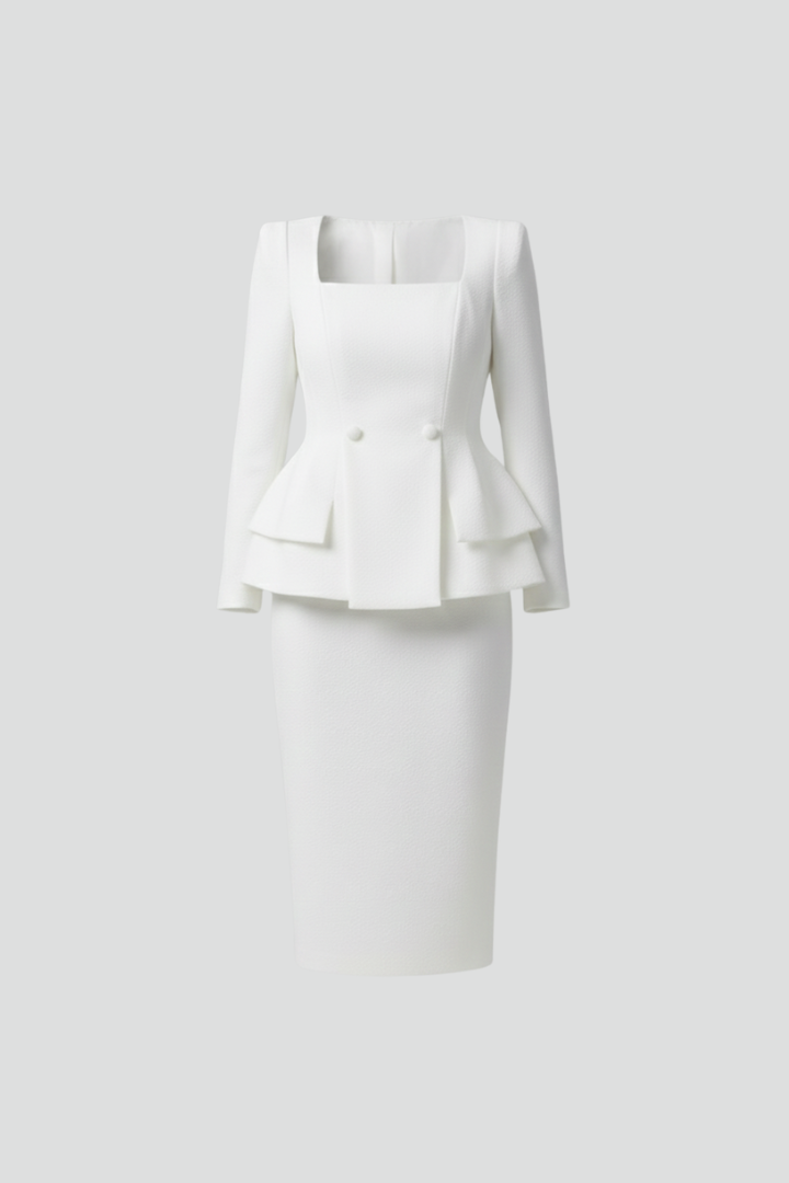 Christina – Women Square Neckline Modern Cut Dress - Image 1